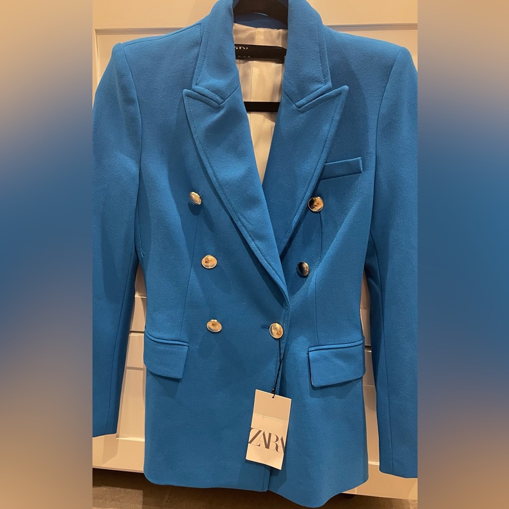 Zara Royal Blue Double-Breasted Blazer